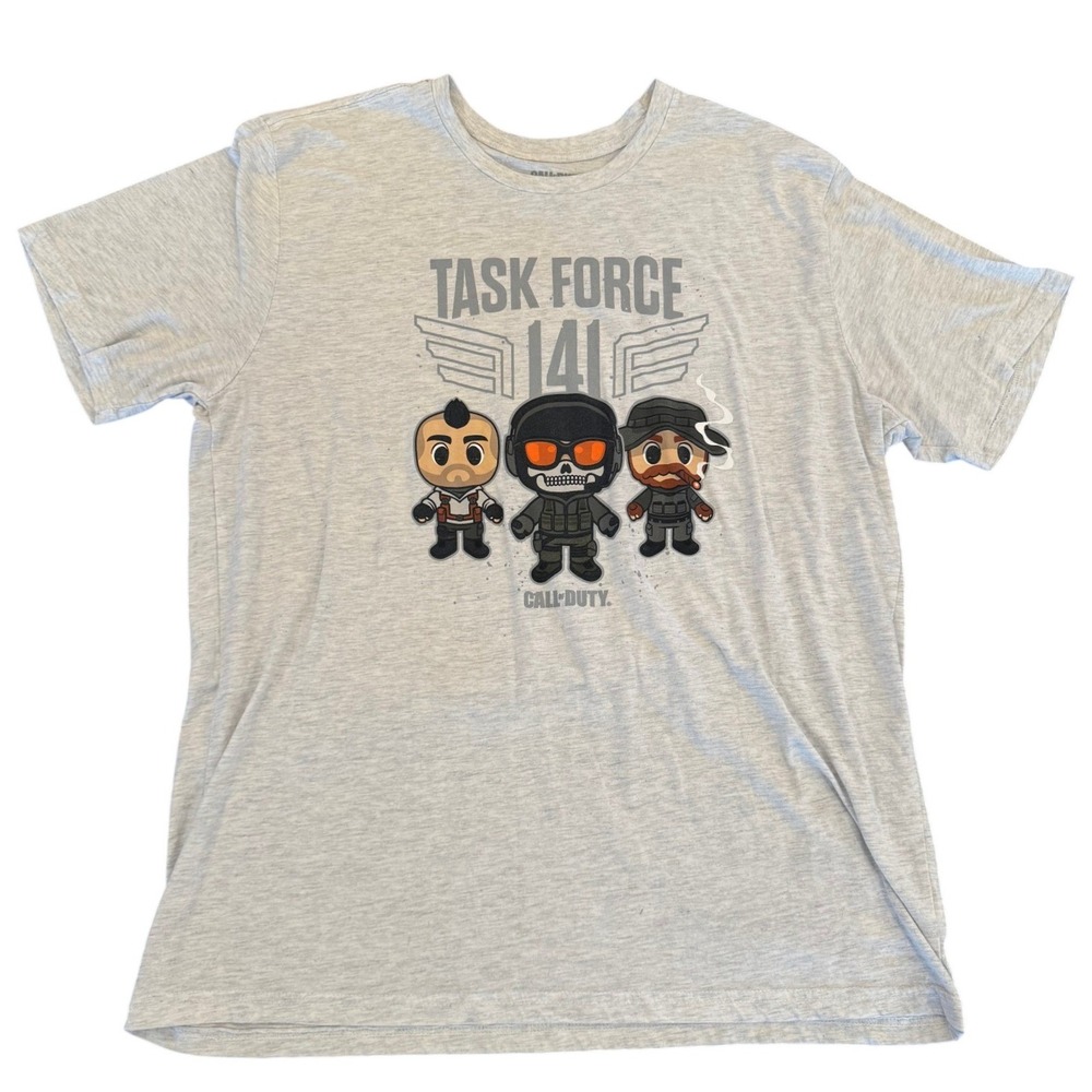 Call of Duty Task Force 141 Graphic T-Shirt Gray Mens XL Short Sleeve Tee